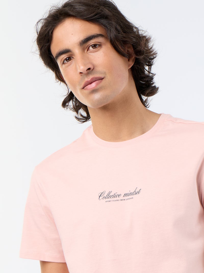 T-shirt de manga curta estampado Rosa - Kiabi