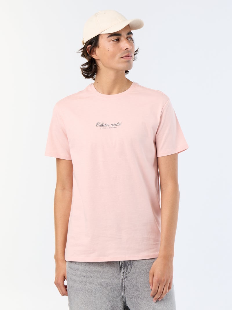 T-shirt de manga curta estampado Rosa - Kiabi