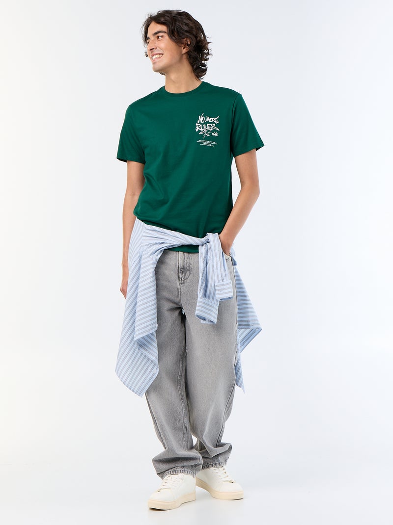 T-shirt de manga curta estampado Verde - Kiabi