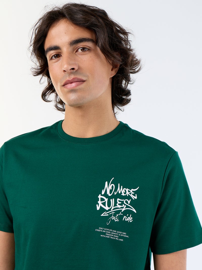 T-shirt de manga curta estampado Verde - Kiabi