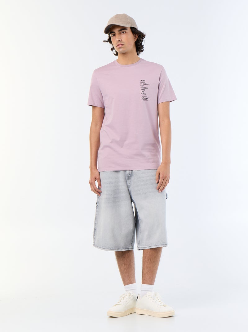 T-shirt de manga curta estampado Violeta - Kiabi