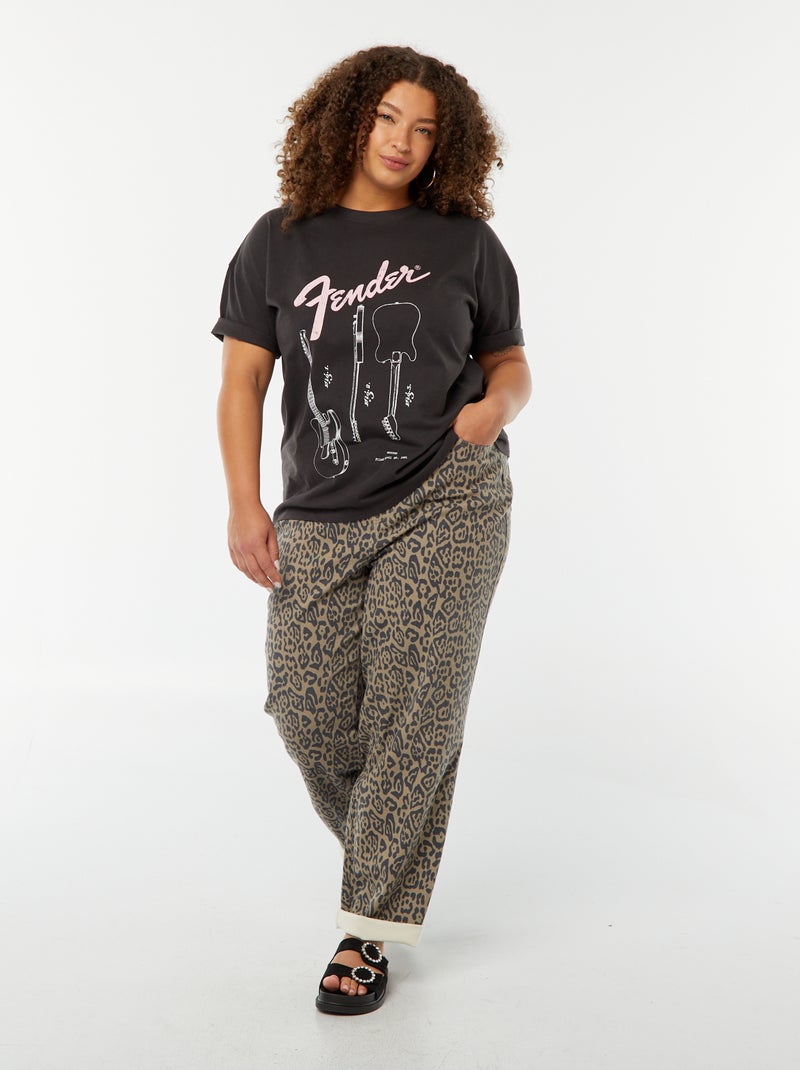 T-shirt de manga curta 'Fender' PRETO - Kiabi