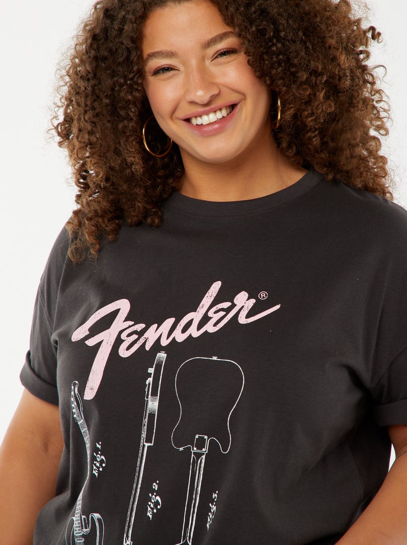 T-shirt de manga curta 'Fender' PRETO - Kiabi