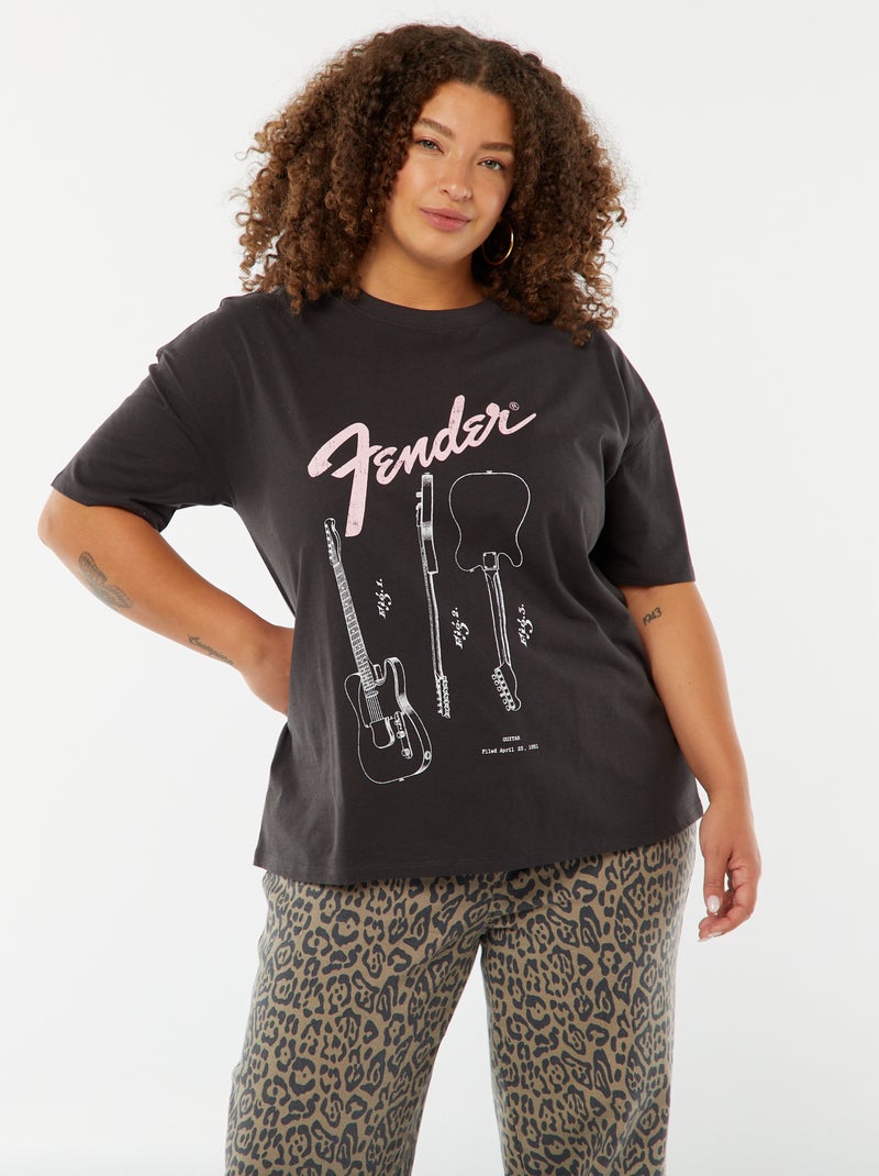 T-shirt de manga curta 'Fender' PRETO - Kiabi