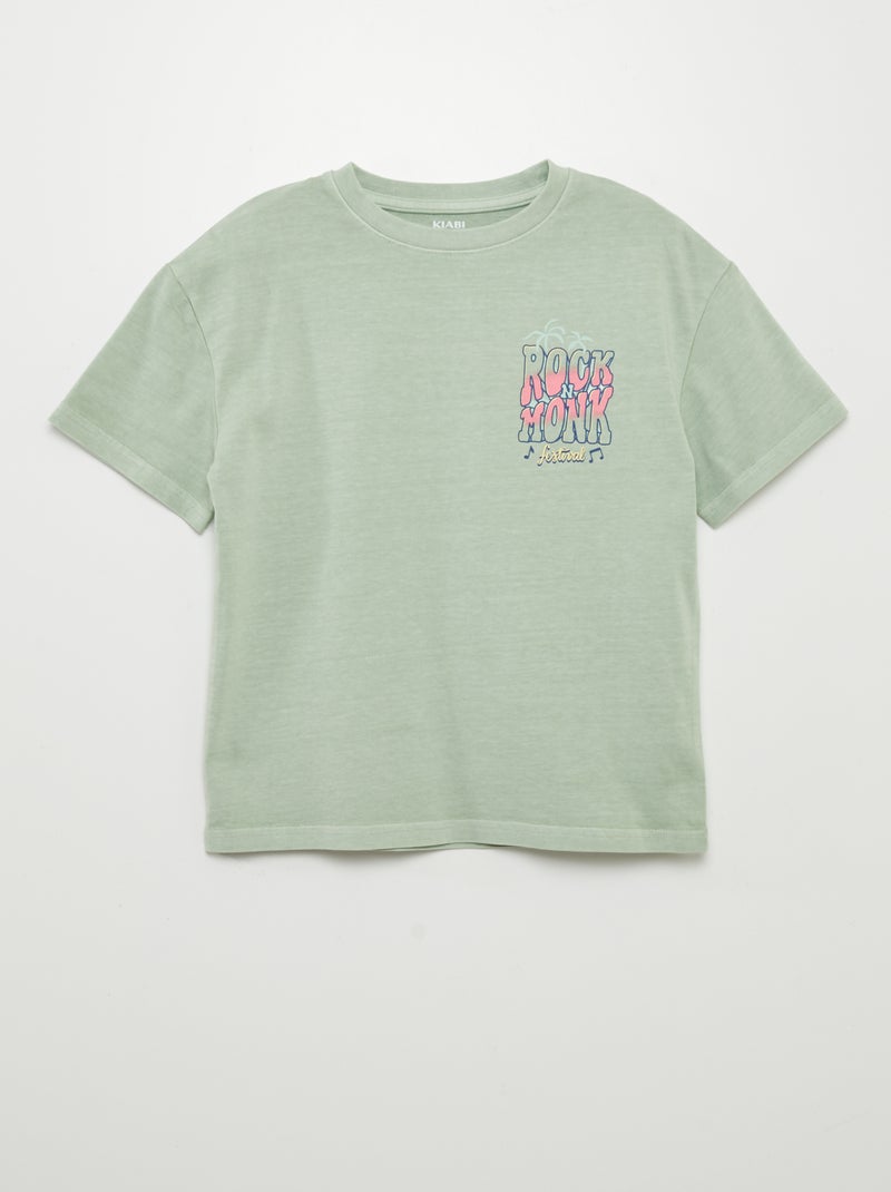 T-shirt de manga curta 'festival rock' VERDE - Kiabi