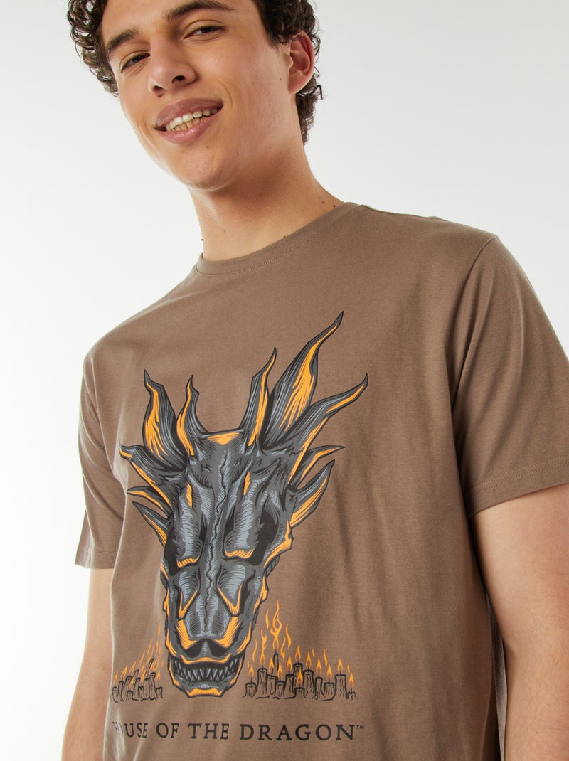 T-shirt de manga curta 'House of the Dragons' BEGE - Kiabi