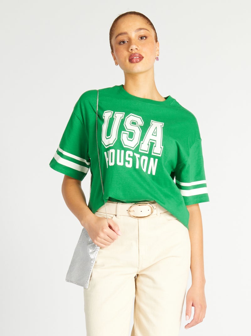 T-shirt de manga curta 'Houston' VERDE - Kiabi