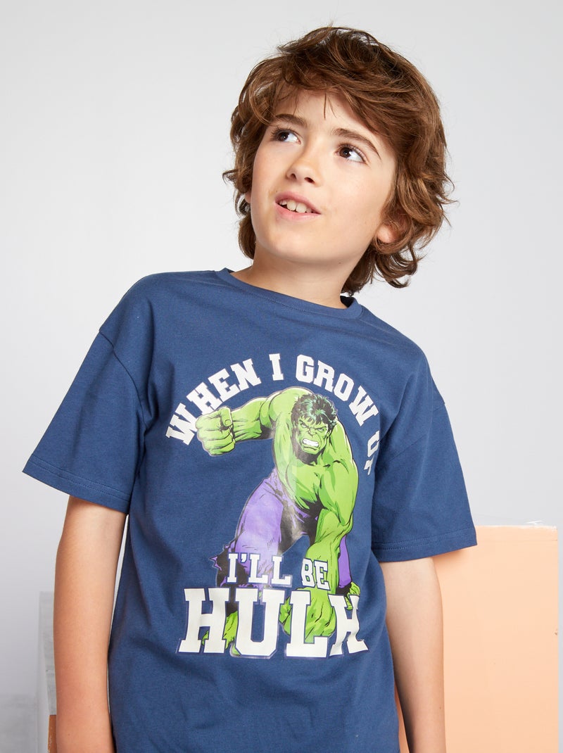 T-shirt de manga curta 'Hulk' Azul - Kiabi