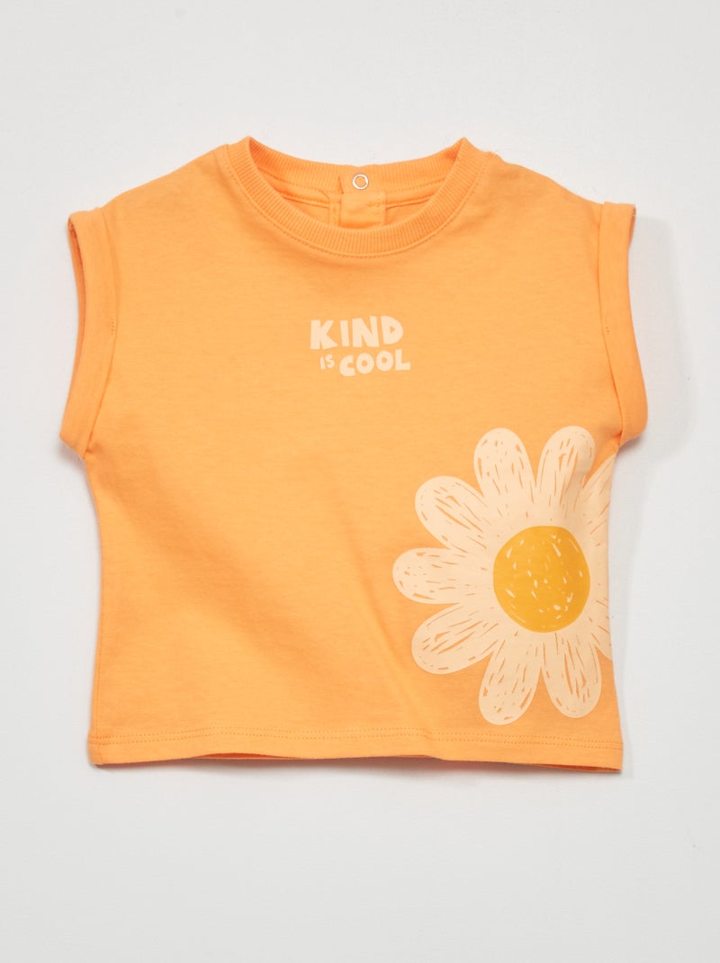 T-shirt de manga curta LARANJA - Kiabi