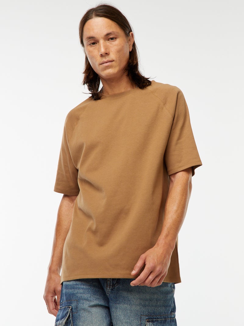 T-shirt de manga curta lisa comfort fit Castanho - Kiabi