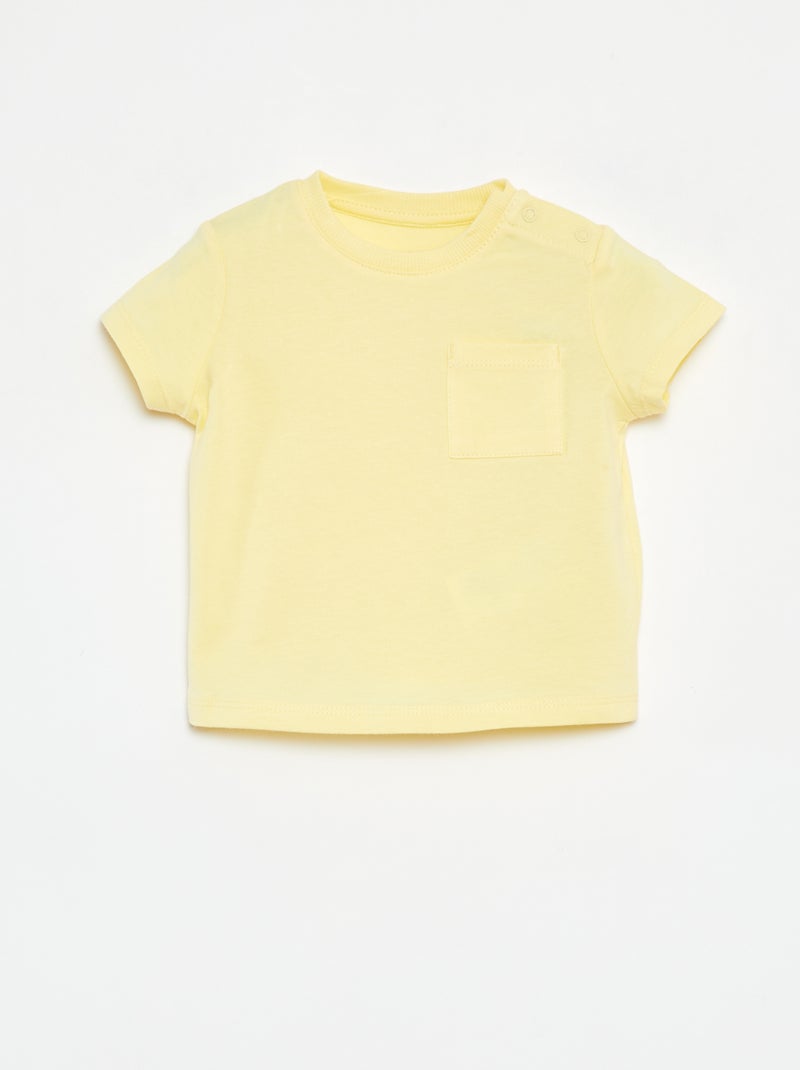 T-shirt de manga curta liso Amarelo - Kiabi