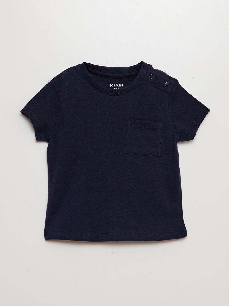 T-shirt de manga curta liso AZUL - Kiabi