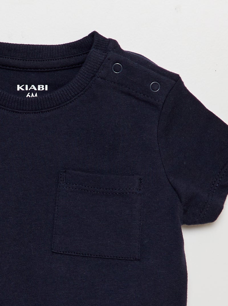 T-shirt de manga curta liso AZUL - Kiabi