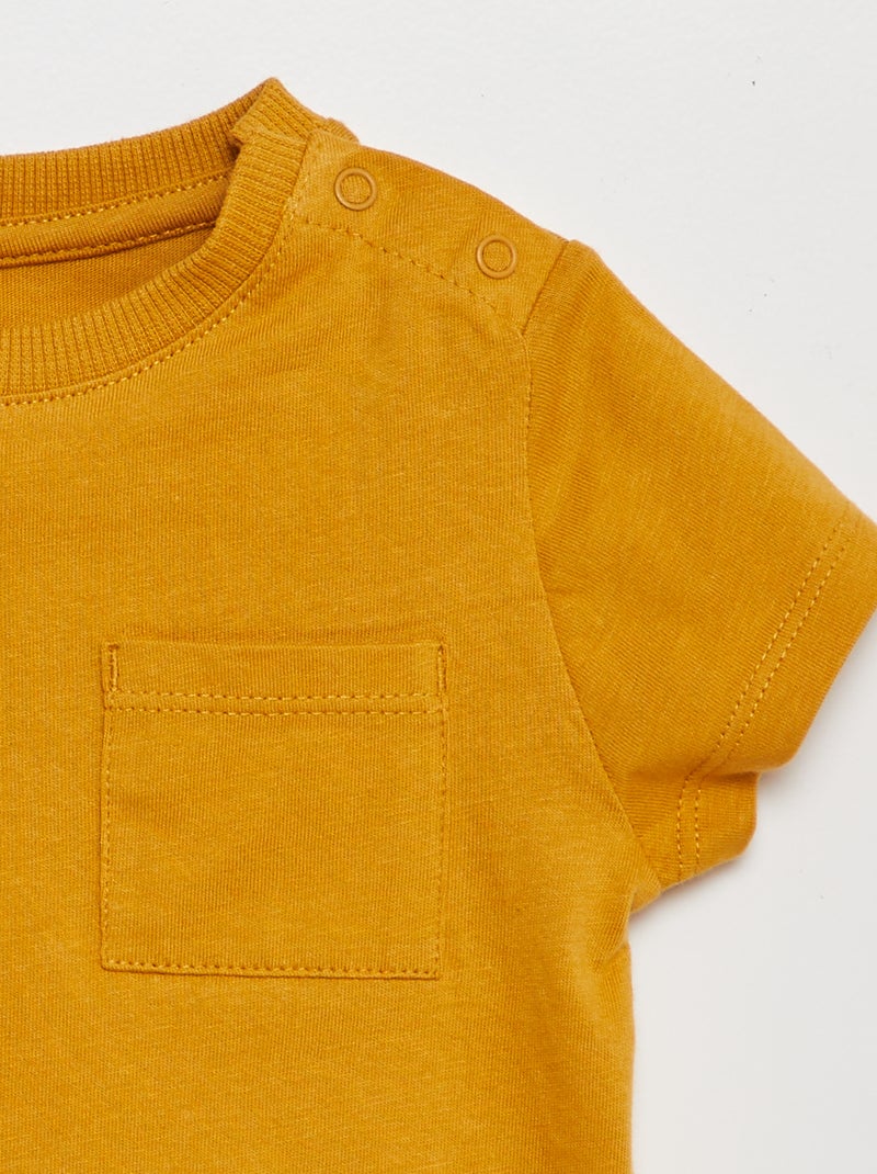 T-shirt de manga curta liso BEGE - Kiabi