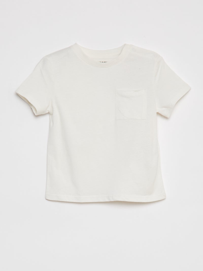 T-shirt de manga curta liso Branco - Kiabi