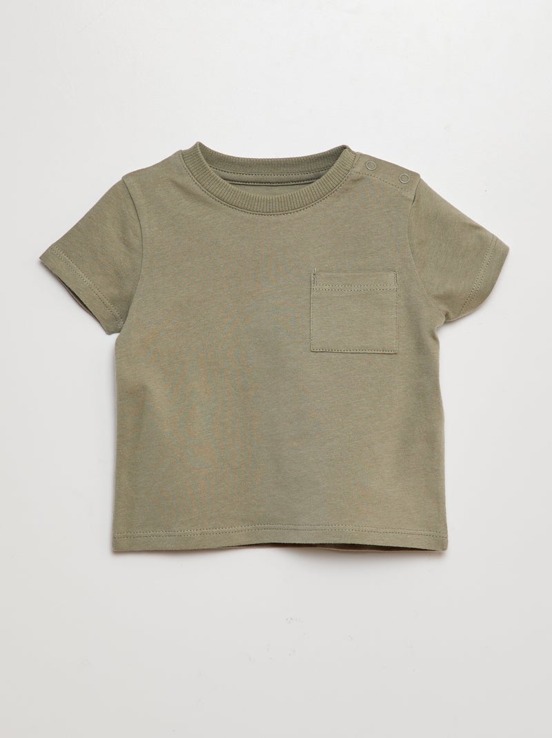 T-shirt de manga curta liso VERDE - Kiabi