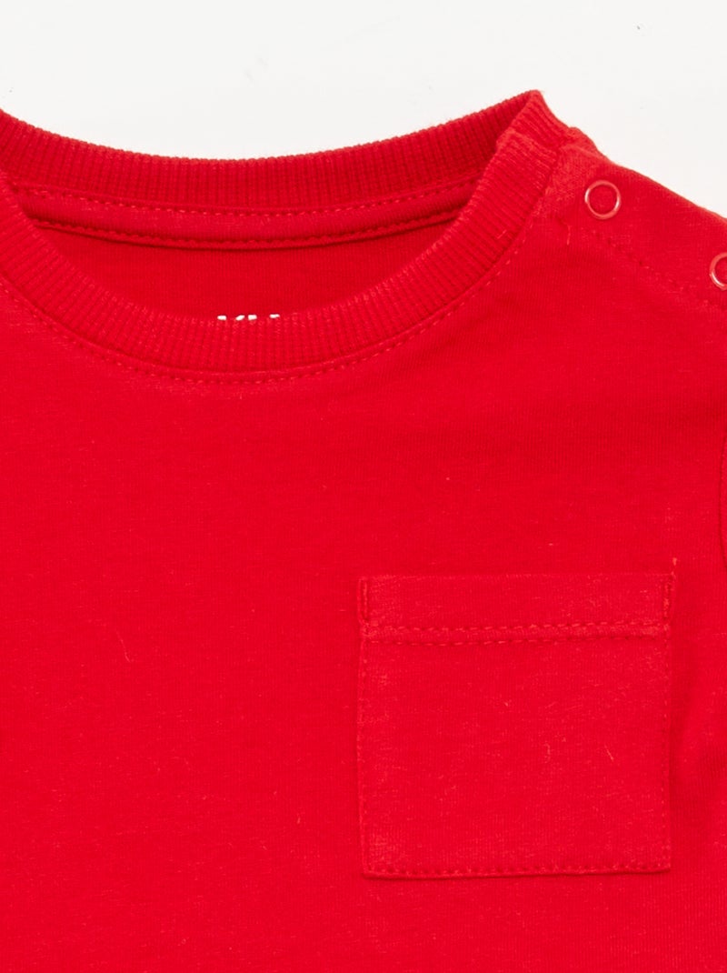 T-shirt de manga curta liso Vermelho - Kiabi