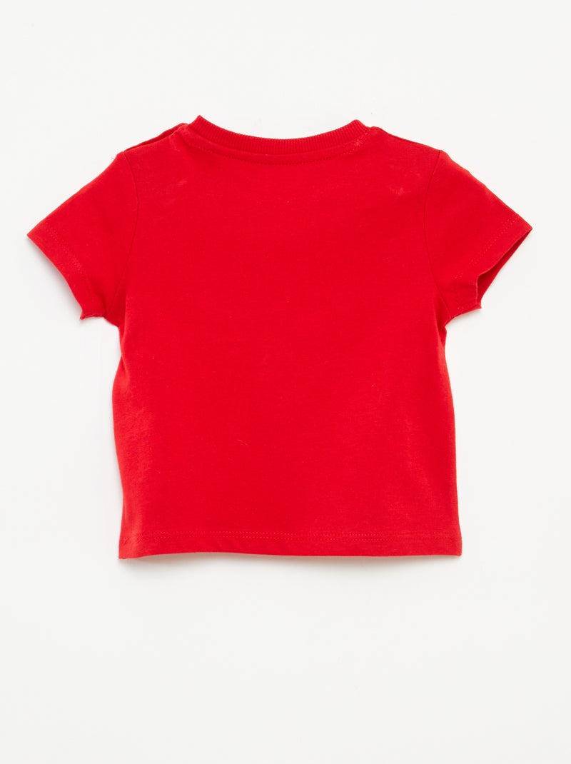 T-shirt de manga curta liso Vermelho - Kiabi