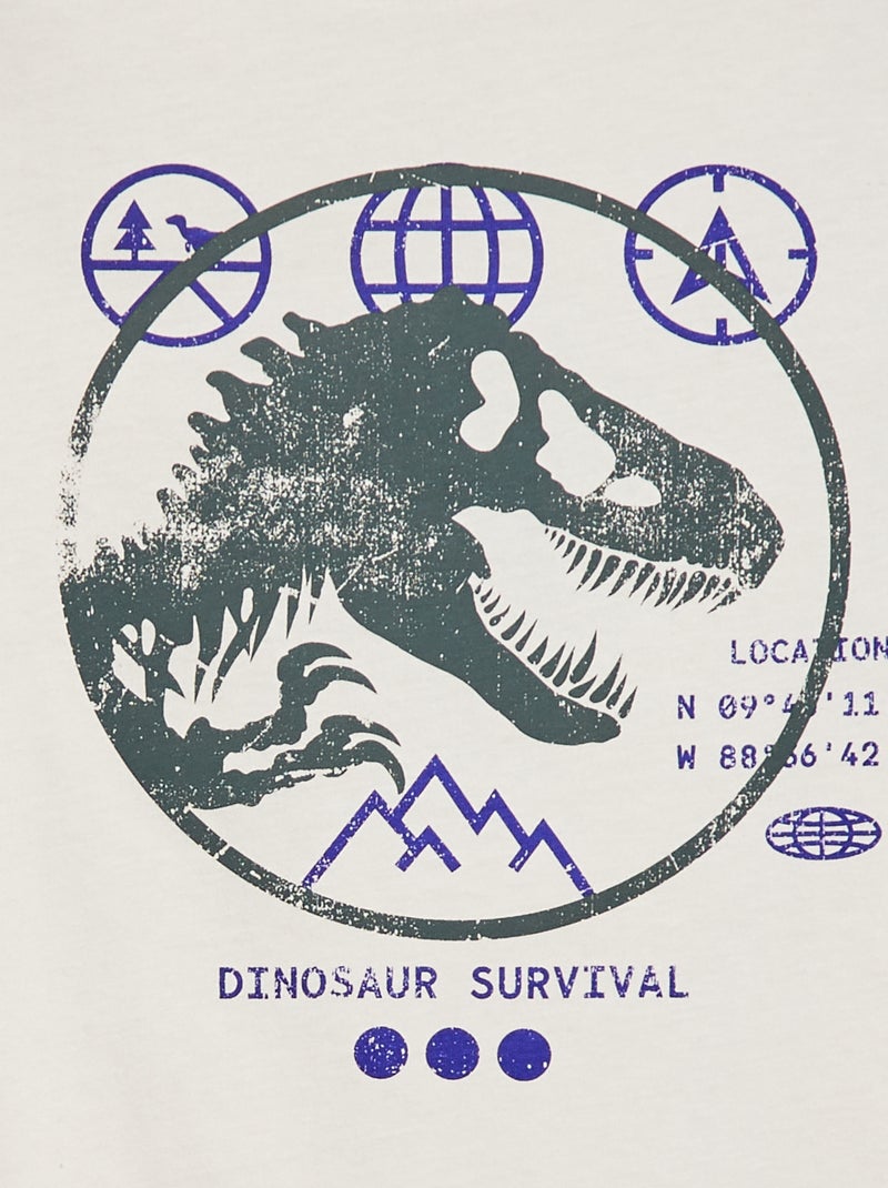 T-shirt de manga curta 'Mundo Jurássico' BRANCO - Kiabi