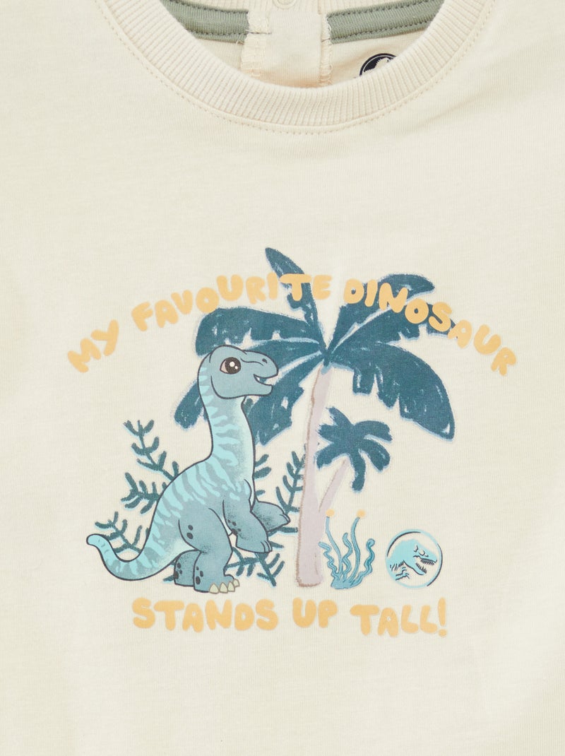 T-shirt de manga curta 'Mundo Jurássico' BRANCO - Kiabi