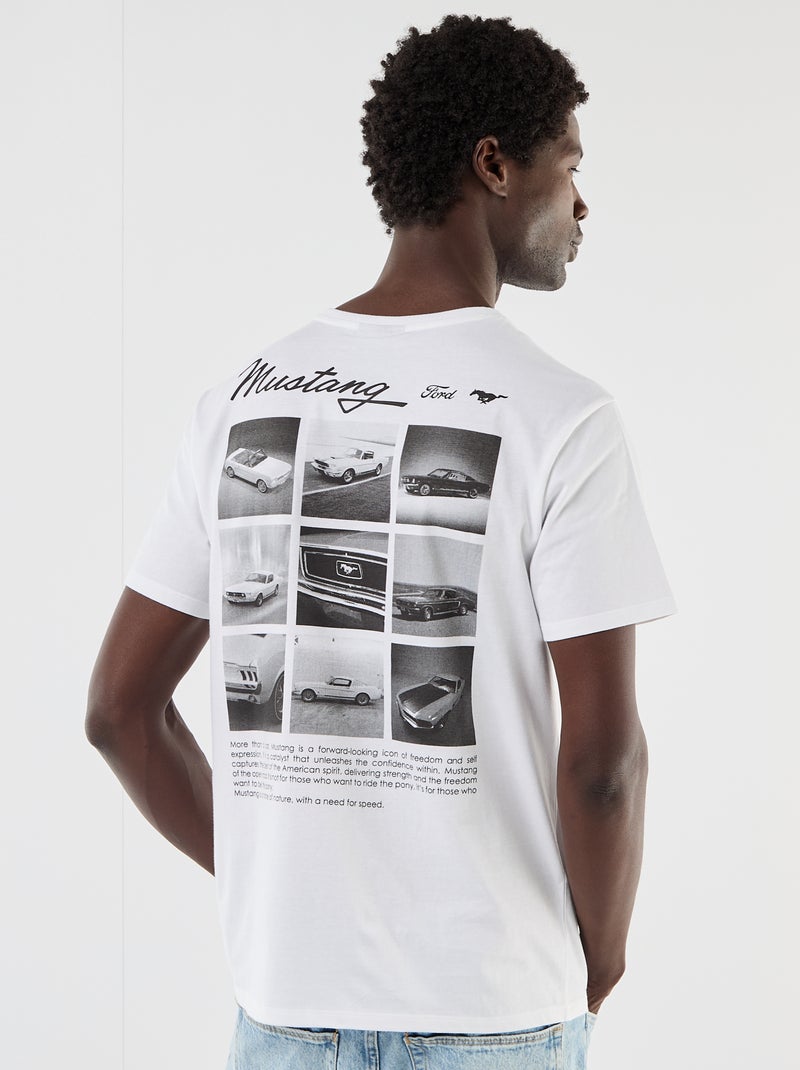 T-shirt de manga curta 'Mustang' Branco - Kiabi