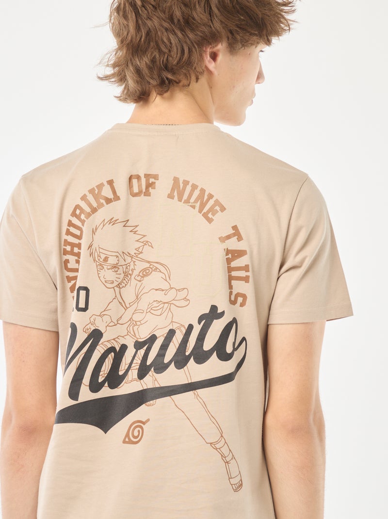 T-shirt de manga curta 'Naruto' com estampado frente/verso bege - Kiabi