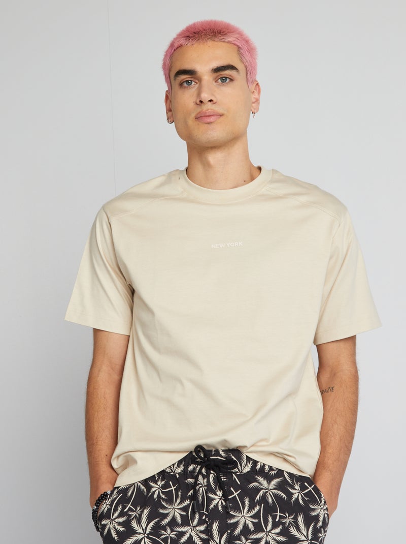 T-shirt de manga curta 'New York' BEGE - Kiabi