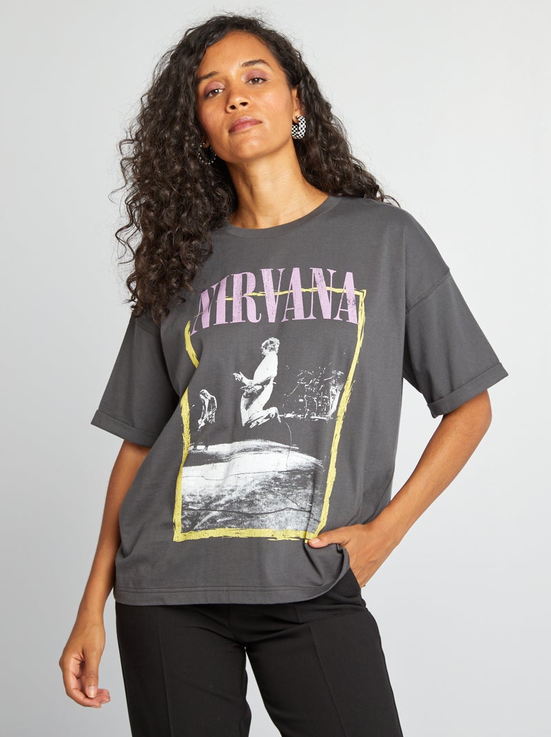 T-shirt de manga curta 'Nirvana' PRETO - Kiabi