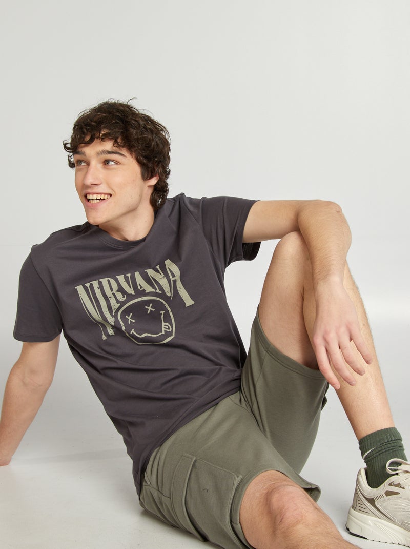 T-shirt de manga curta 'Nirvana' PRETO - Kiabi