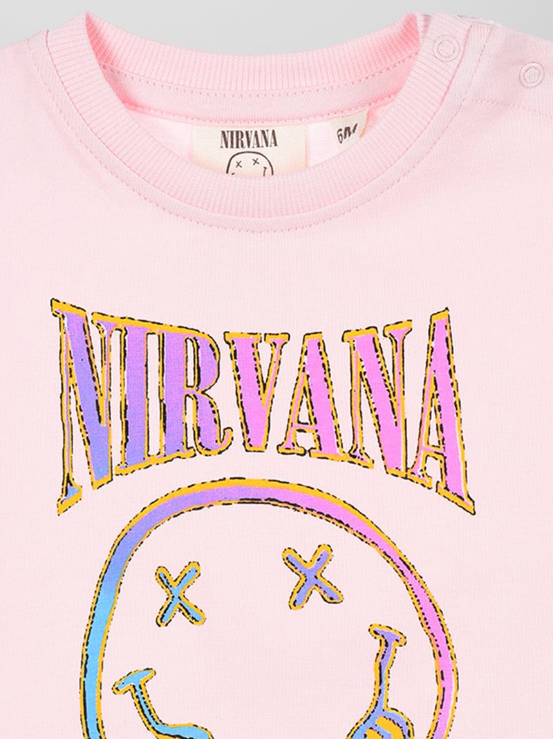 T-shirt de manga curta 'Nirvana' ROSA - Kiabi