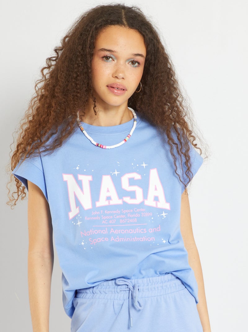 T-shirt de manga curta oversize 'NASA' AZUL - Kiabi