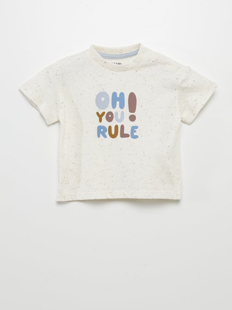 T-shirt de manga curta pontilhada BRANCO - Kiabi