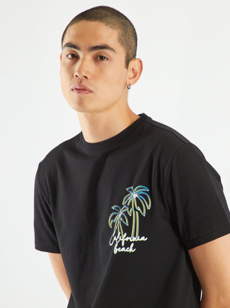 T-shirt de manga curta Preto - Kiabi