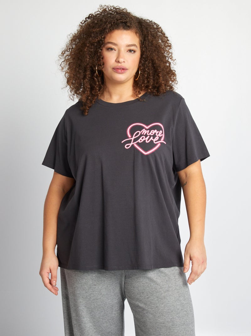 T-shirt de manga curta PRETO - Kiabi