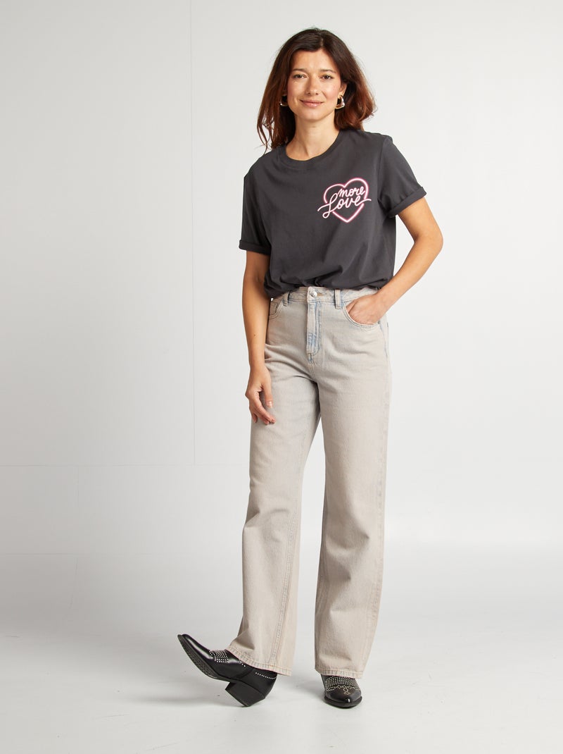 T-shirt de manga curta PRETO - Kiabi