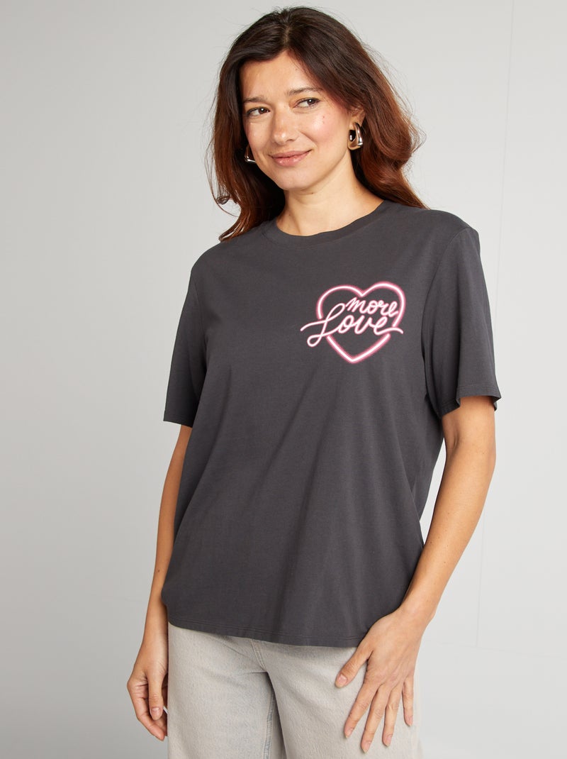 T-shirt de manga curta PRETO - Kiabi