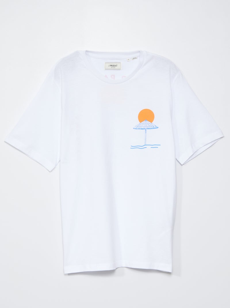 T-shirt de manga curta 'Produkt' BRANCO - Kiabi
