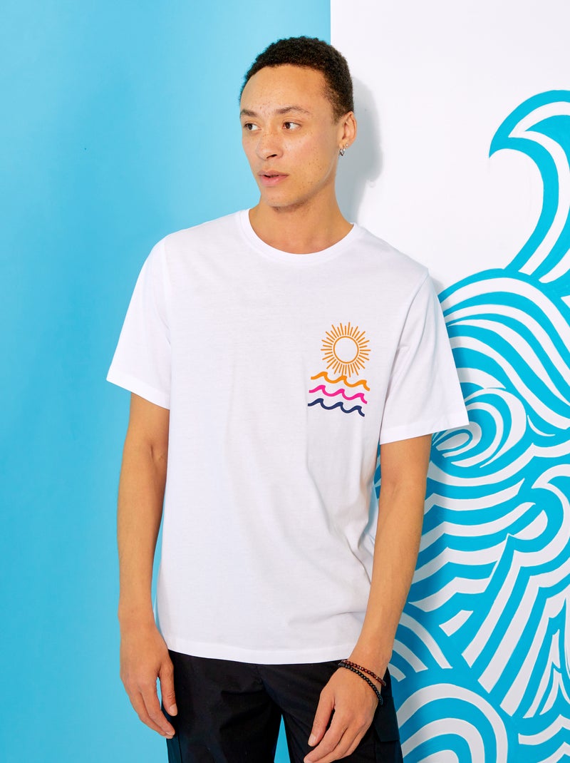 T-shirt de manga curta 'Produkt' BRANCO - Kiabi