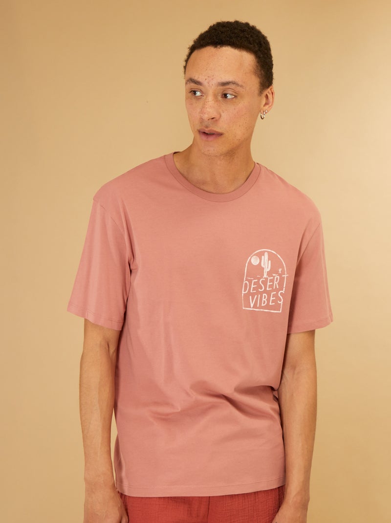 T-shirt de manga curta 'Produkt' Rosa Velho - Kiabi