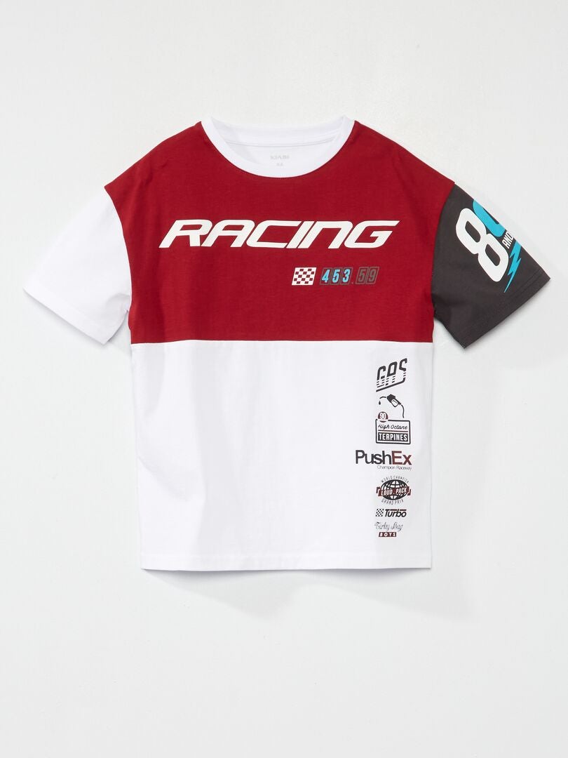 T-shirt de manga curta 'racing' ROXO - Kiabi