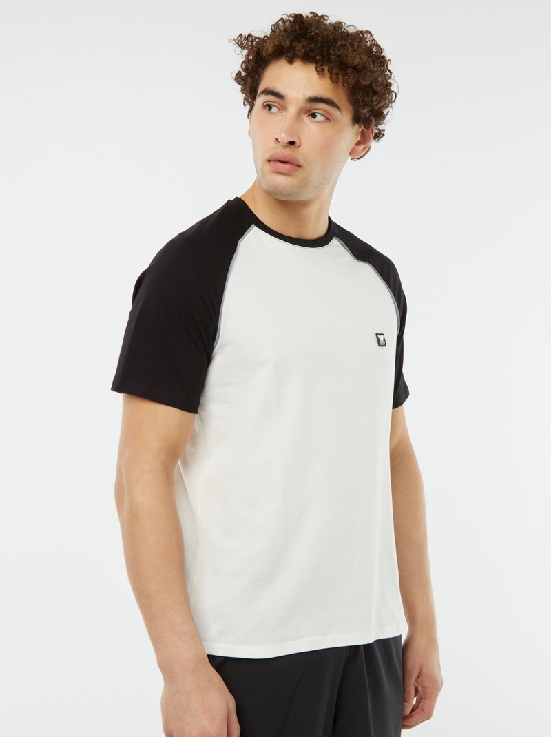 T-shirt de manga curta raglã Branco - Kiabi