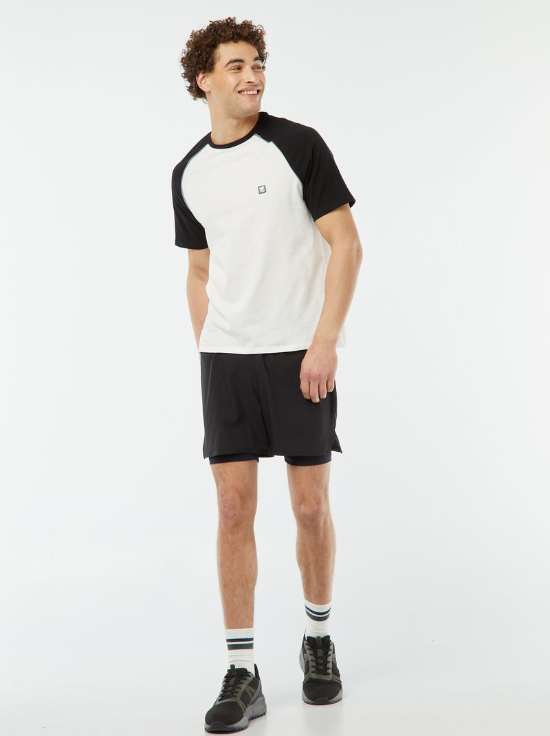 T-shirt de manga curta raglã Branco - Kiabi