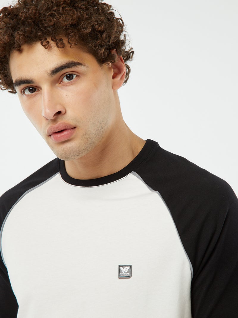 T-shirt de manga curta raglã Branco - Kiabi