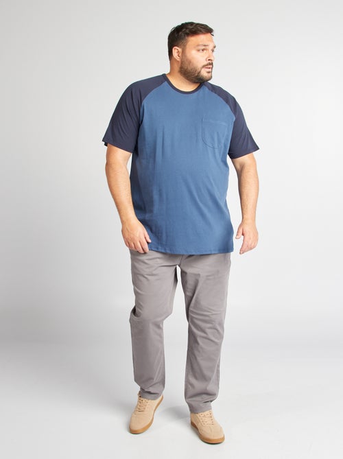 T-shirt de manga curta raglã com bolso frontal - Kiabi