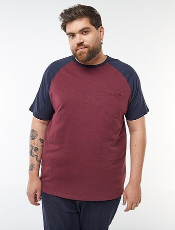 T-shirt de manga curta raglã com bolso frontal