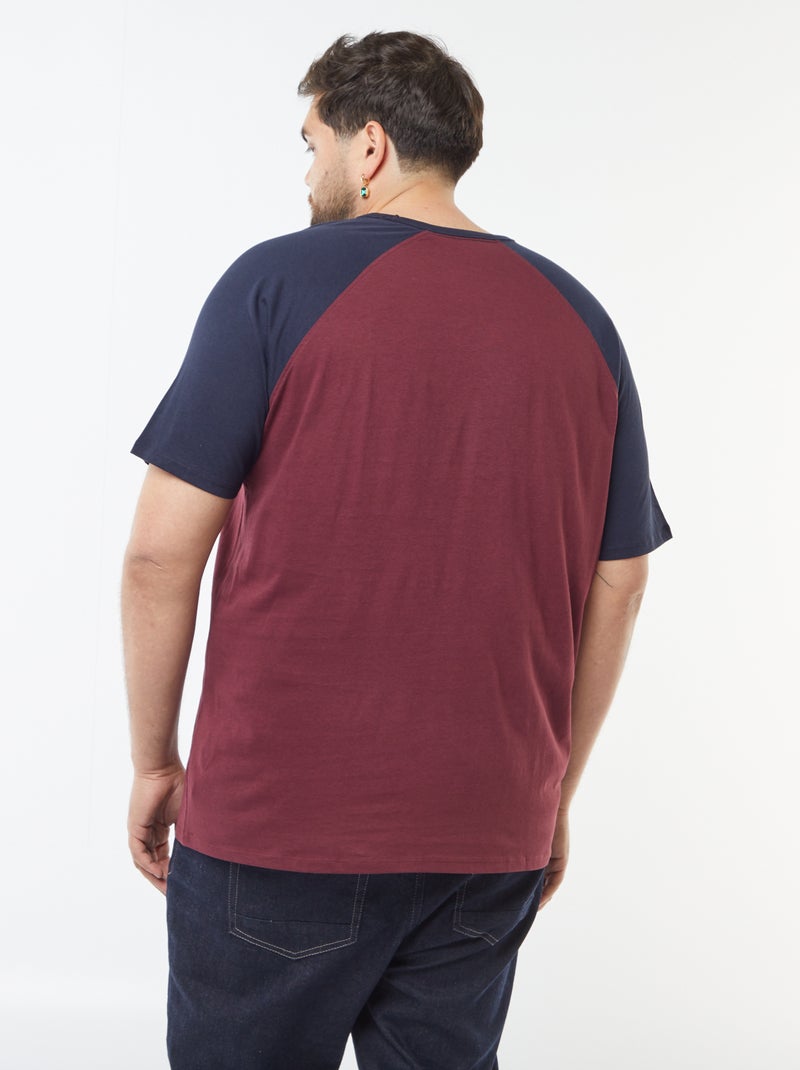 T-shirt de manga curta raglã com bolso frontal Azul - Kiabi