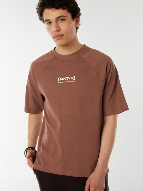 T-shirt de manga curta raglã com estampado - Kiabi