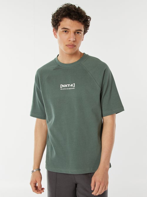 T-shirt de manga curta raglã com estampado - Kiabi