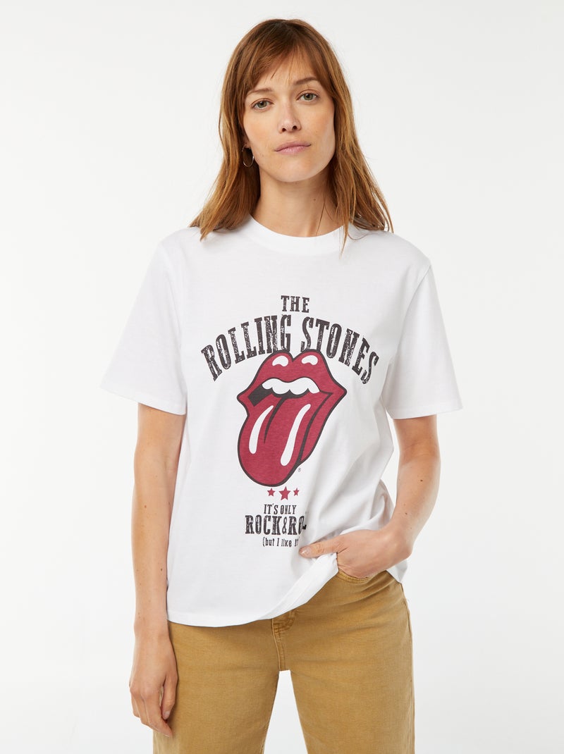 T-shirt de manga curta 'Rolling Stones' BRANCO - Kiabi