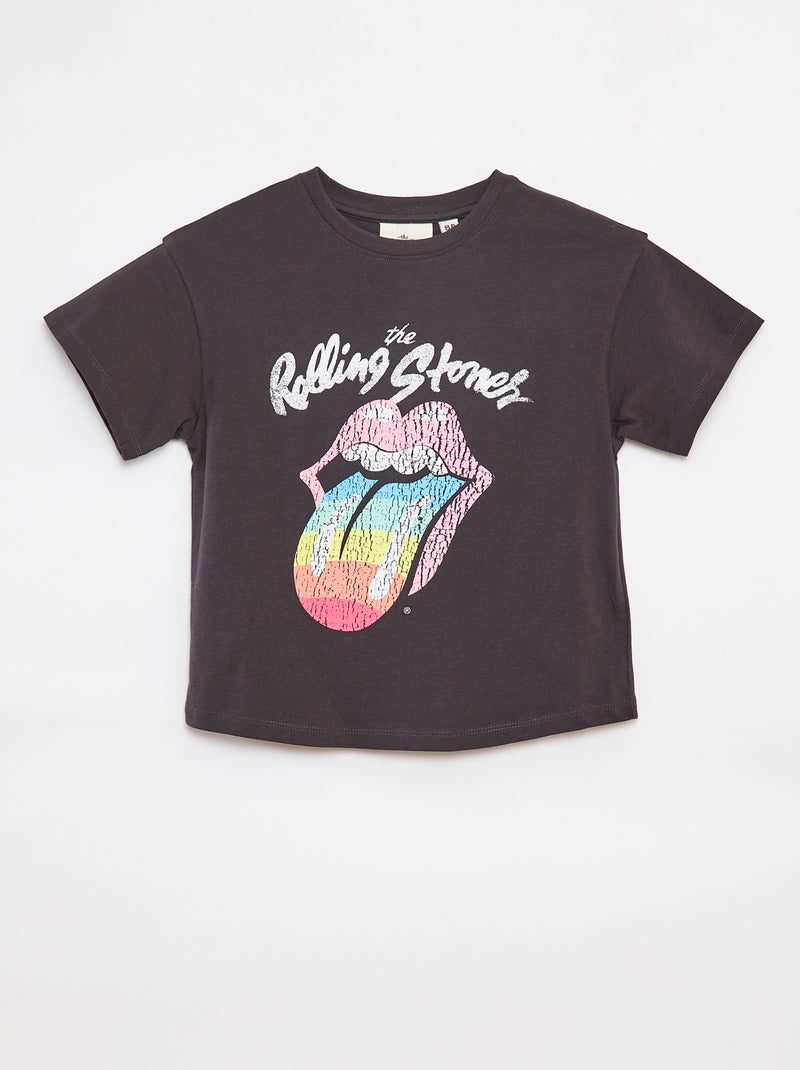 T-shirt de manga curta 'Rolling Stones' PRETO - Kiabi